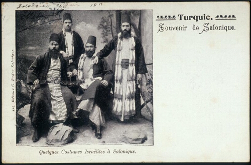Costumes masculins juifs de Salonique (Thessalonique, Grèce) au tournant du 19e siècle lorsque la ville était encore ottomane